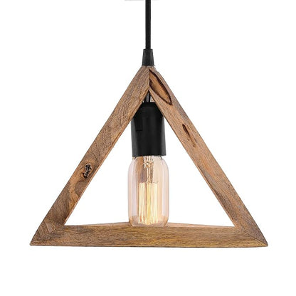 Wooden Triangle Hanging Light with Holder