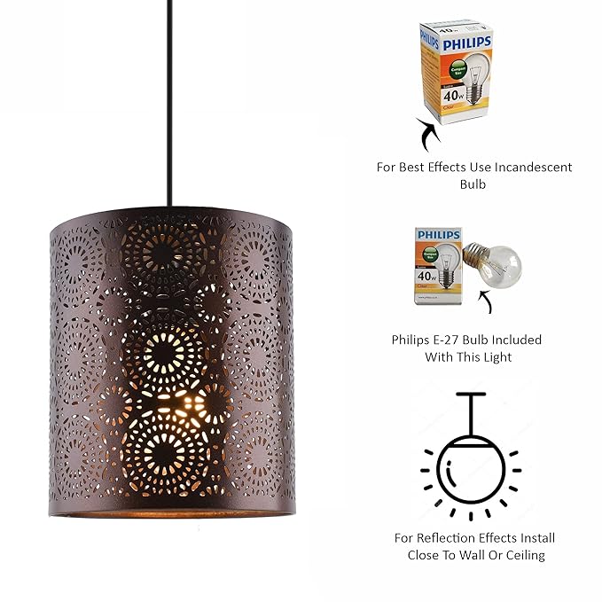 Antique Filgree Hanging Moroccan Ceiling Lamp, Antique Copper Finish Pendant Light Turkish Arabic Fancy Light