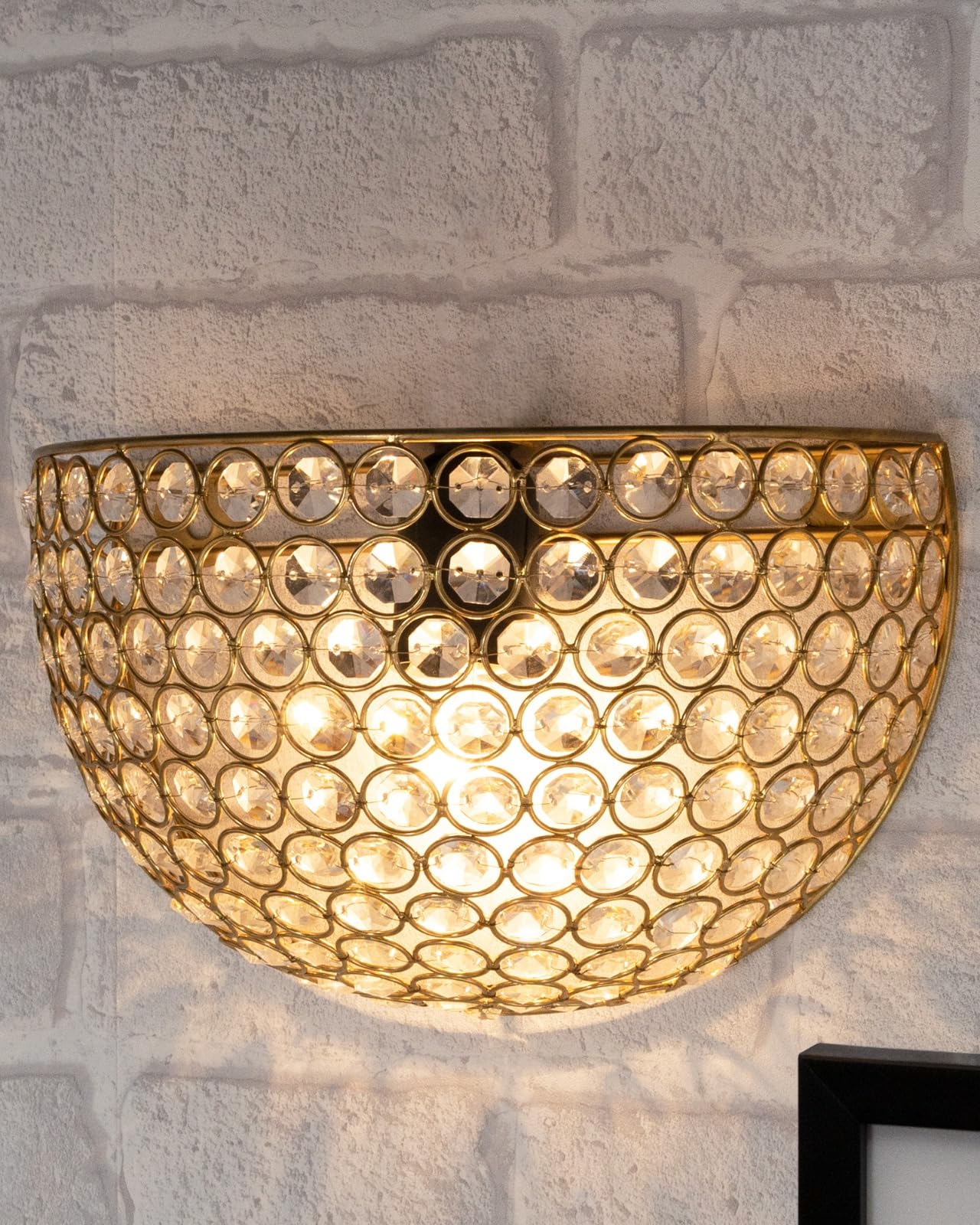 Crystal Round Wall Sconce Lamp, Decorative Door Light,Gold and Crystal