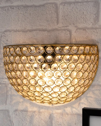 Crystal Round Wall Sconce Lamp, Decorative Door Light,Gold and Crystal