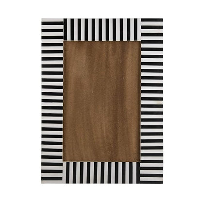 Black White Zebra Stripes Rectangle Mirror Wood Resin Wall Hanging Wall Decor for Living Room, Bedroom, Kids Room