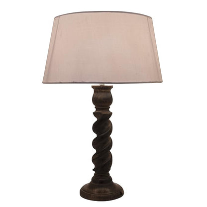 Classic Black Twister Table Lamp With White Drum Shade