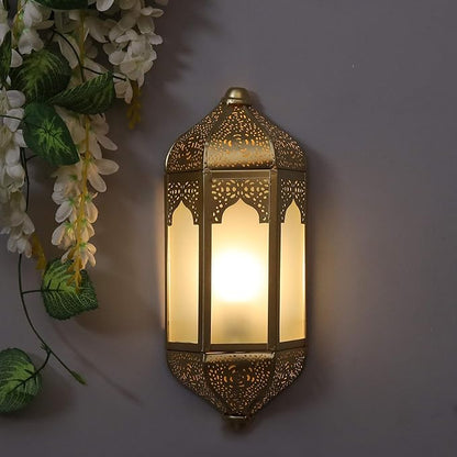 Vintage Moroccan Wall Sconce Lamp, Decorative Door Light, antique Brass finish