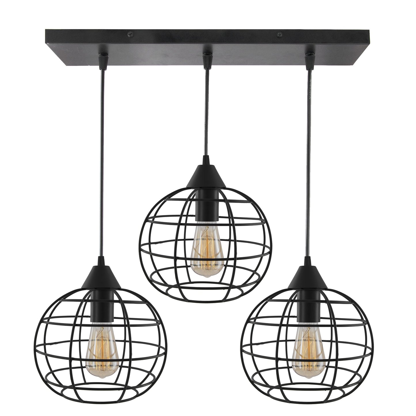 3-Lights Linear Cluster Chandelier Hanging Classic Pendant Light, Kitchen Area and Dining Room Light