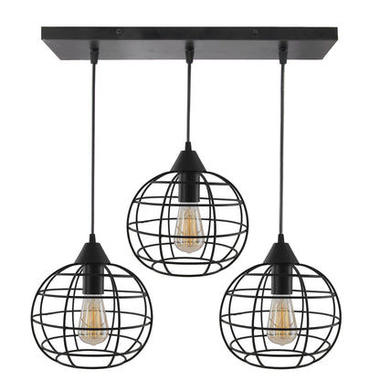 3-Lights Linear Cluster Chandelier Hanging Classic Pendant Light, Kitchen Area and Dining Room Light