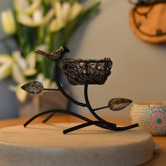Homesake® Decorative Bird with Nest Table Tea Light Holder, Wedding Dining Table Romatic Candle Light Wax Diya Centerpiecec