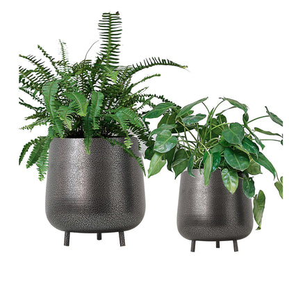 Homesake® Metal Flower Pots Planter DistressToned Garden Planters, 7.5/7 Inch Indoor Round Plant Containers, Pack 2 Cactus Greens Pots with Drainage Hole