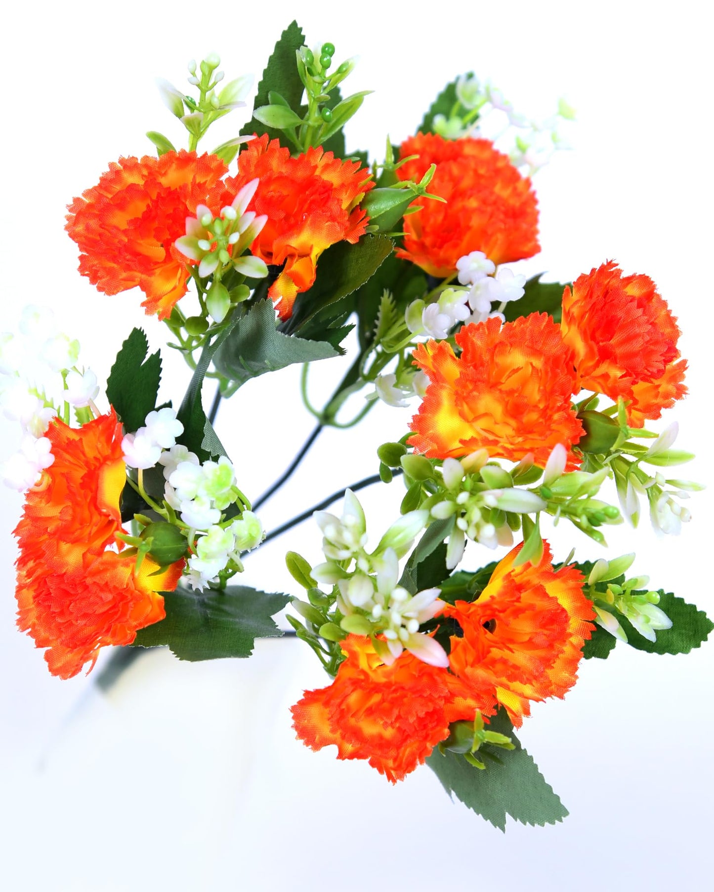 Homesake® Artificial Carnation Flowers with Greenery, Faux Floral Bouquet for Home Decor, Table Centerpiece, Living Room, or Gift, Pot Not Included, Realistic Silk Flowers Arrangement, Yellow