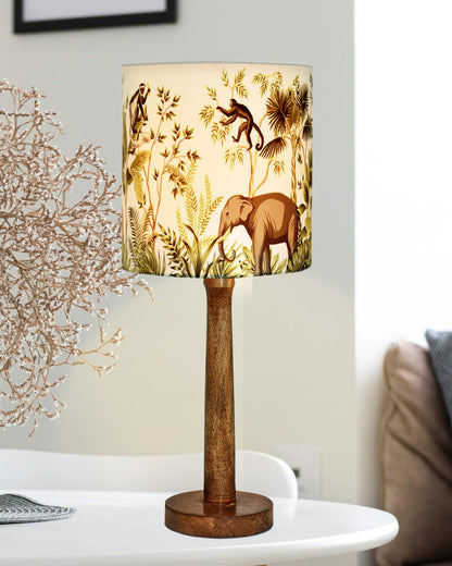 Modern Table Lamp, Wooden Base Modern Fabric Lampshade for Home Office Cafe Restaurant, Nordic Stick,