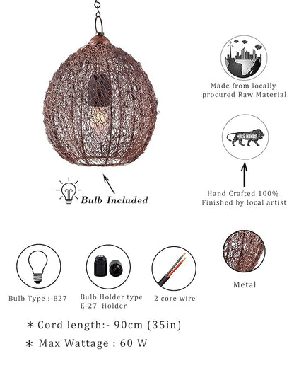 Classic twisted wire Round hanging pendant light, Hanging fixture lamp
