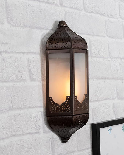 Vintage Moroccan Wall Sconce Lamp, Decorative Door Light, Antique Copper
