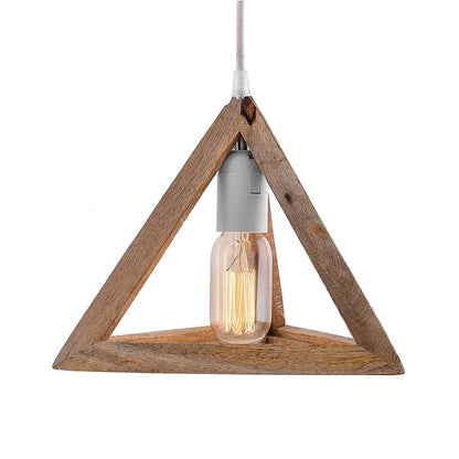 Wooden Triangle Hanging Light with Holder