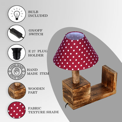 Rustic Book Shelf Table Lamp Bedside Antique Desk Lamps for Living Bedroom Study Night Desk Lamp E27 Holder, Fabric Shade