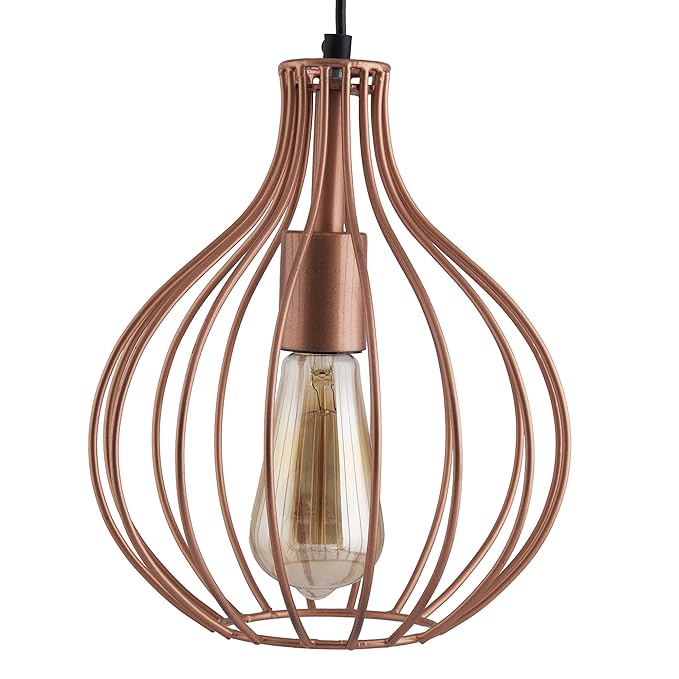 Copper Vintage Edison Filament Hanging Crown , Rose Gold, E27 Hanging Ceiling Light for LED/Filament Bulb, Decorative Urban Retro Lighting