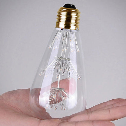 Pear Shape Vintage Edison LED Bulb ST64 Firework Tree Filament Bulb, E27 Lamp Holder, 3W Edison Star Decoration Bulbs