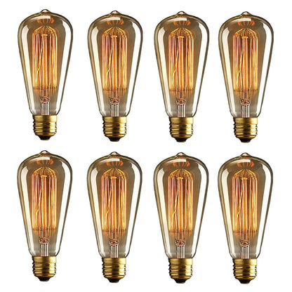 E27 ST64 Pear Shape Edison Tungsten Squirrel Cage Filament Vintage Antique Bulb