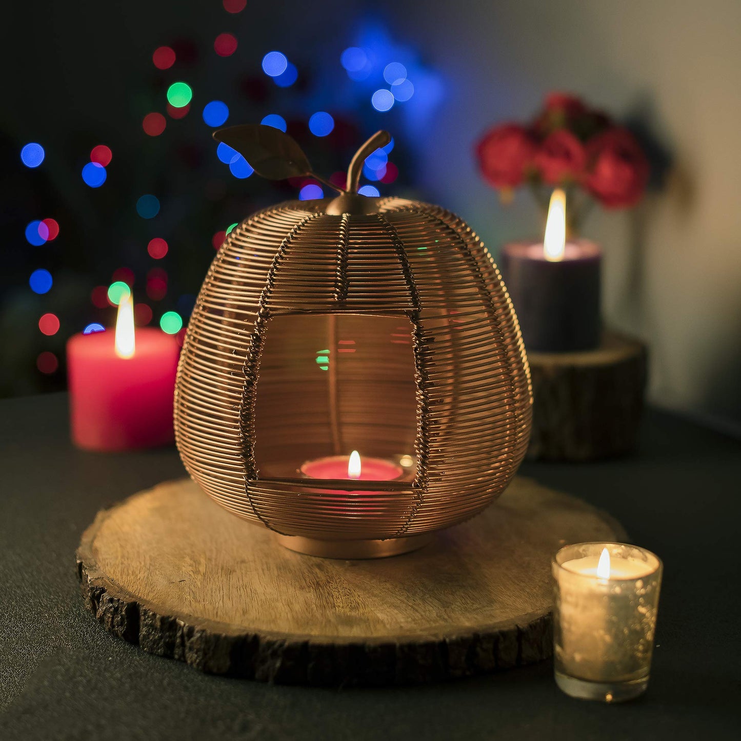 Homesake® Copper Apple Classic Candle Holder, Home Decor, Wedding Accent, Event or Party Centerpiece, Rose Gold