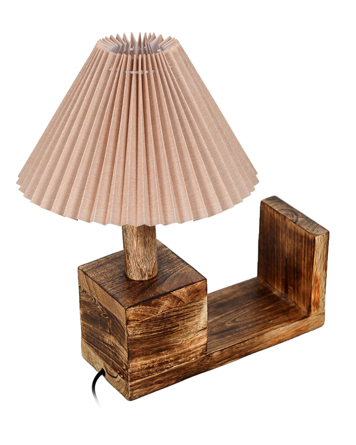 Rustic Book Shelf Table Lamp Bedside Antique Desk Lamps for Living Bedroom Study Night Desk Lamp E27 Holder, Fabric Shade