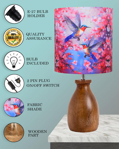 Homesake® Dovel Pot Modern Table Lamp, Wooden Base Modern Fabric Lampshade for Home Office Cafe Restaurant, Dovel Pot, Rabbit