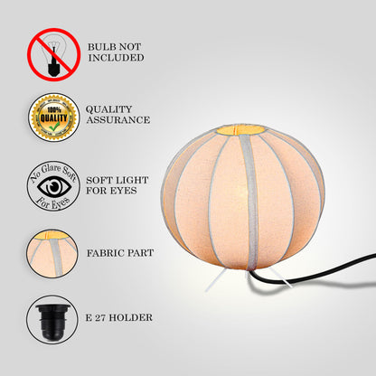 Homesake® Traditional Style Design Living Room Silk Fabric Table Lamp for Home and Hotel Decoration Ball Shade Silk Restaurant Table Lamps White