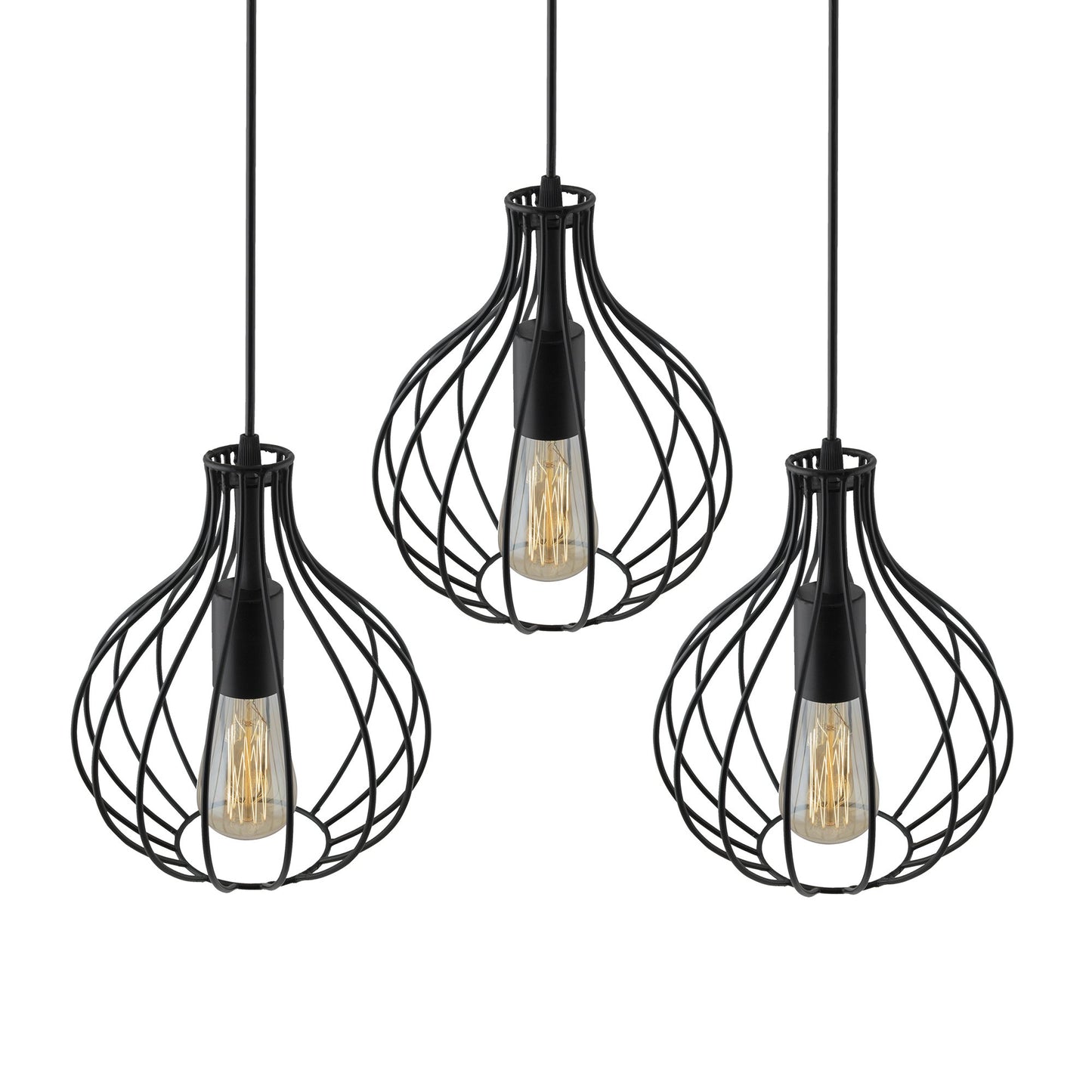 3-Lights Linear Cluster Chandelier Hanging Classic Pendant Light, Kitchen Area and Dining Room Light