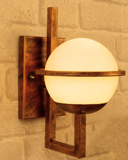 Homesake® Rustic Wall Light Fixtures, Oil Rubbed Rust Finish Indoor Vintage Wall Sconce with Glass Shade Farmhouse Metal Sconces for Bedroom Living Room Cafe, (Frost Globe)