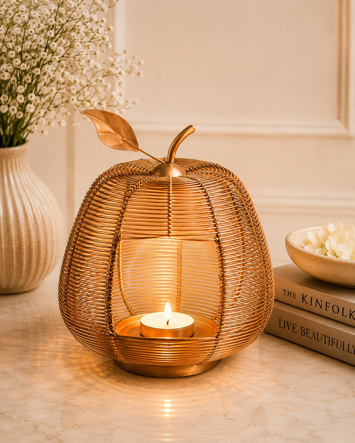 Homesake® Copper Apple Classic Candle Holder, Home Decor, Wedding Accent, Event or Party Centerpiece, Rose Gold