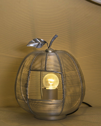 Homesake® Silver Apple Contemporary Lamp Modern Bedside & Living Room Accent Lamp for Home Décor, Café, Restaurant & Gift