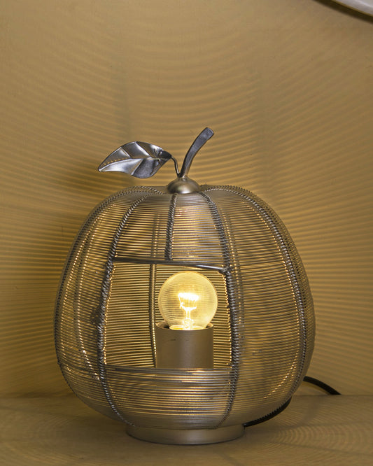 Homesake® Silver Apple Contemporary Lamp Modern Bedside & Living Room Accent Lamp for Home Décor, Café, Restaurant & Gift