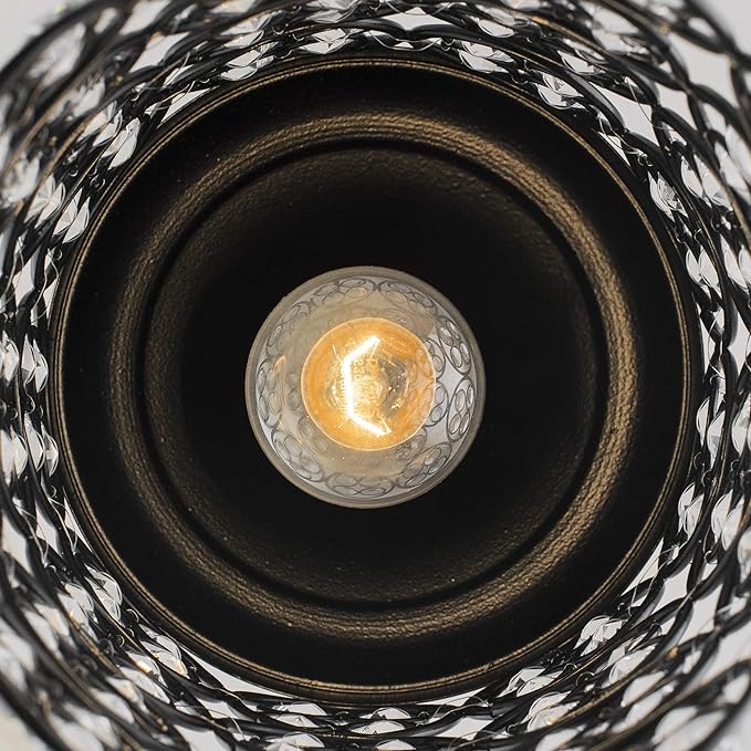 Matt Black Quad Crystal Hanging Cylinder Light, Ceiling Light, Nordic E27 Pendant, Large