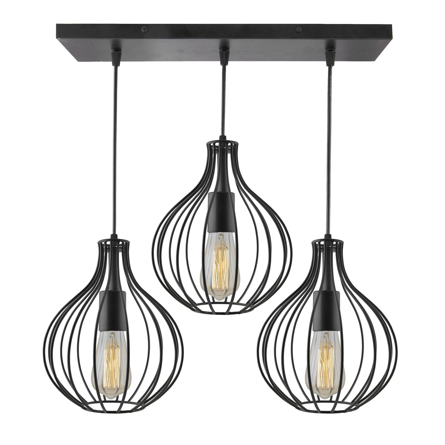 3-Lights Linear Cluster Chandelier Hanging Classic Pendant Light, Kitchen Area and Dining Room Light