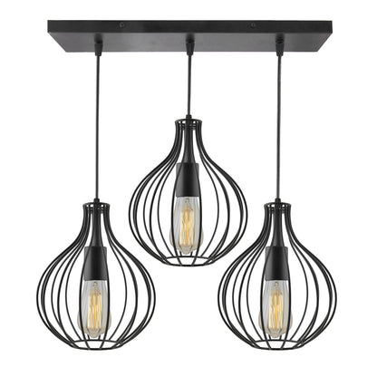 3-Lights Linear Cluster Chandelier Hanging Classic Pendant Light, Kitchen Area and Dining Room Light