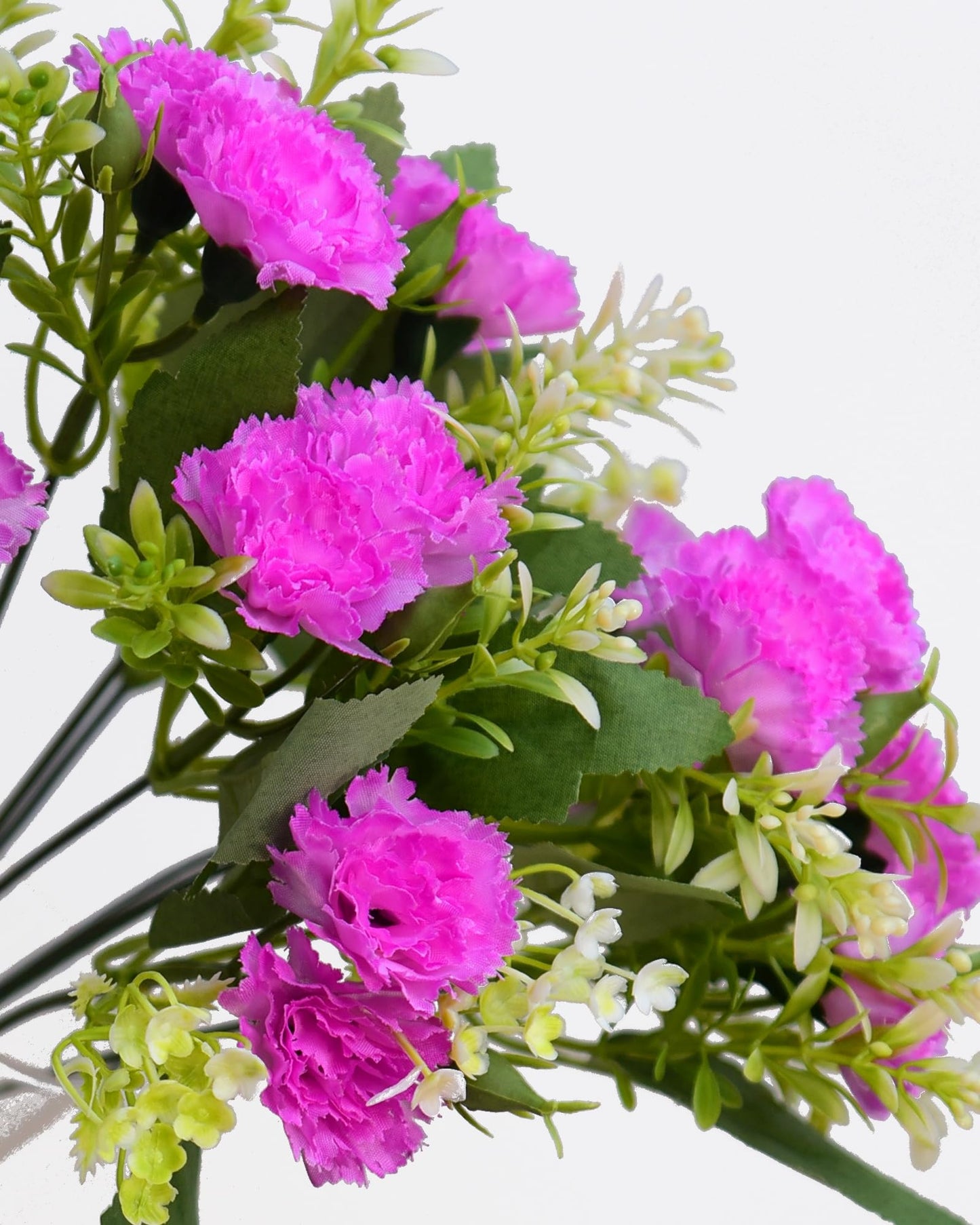 Homesake® Artificial Carnation Flowers with Greenery, Faux Floral Bouquet for Home Decor, Table Centerpiece, Living Room, or Gift, Pot Not Included, Realistic Silk Flowers Arrangement, Yellow