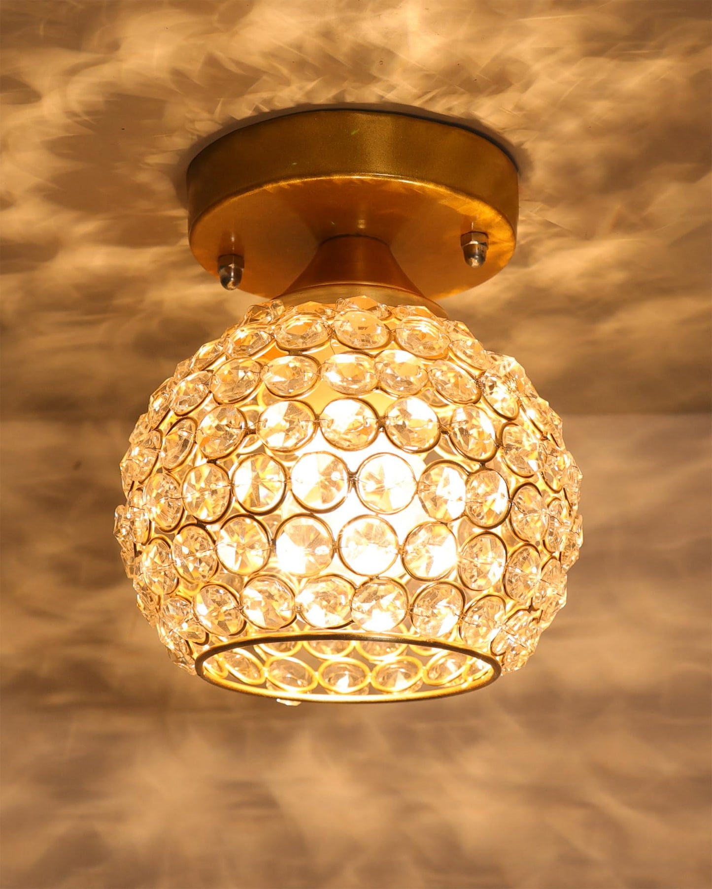 Semi Flush Mount Ceiling Light, Crystal Semi Flush Mount Light Fixture,Metal Crystal Flush Mount Ceiling Light, for Hallway Light Fixture