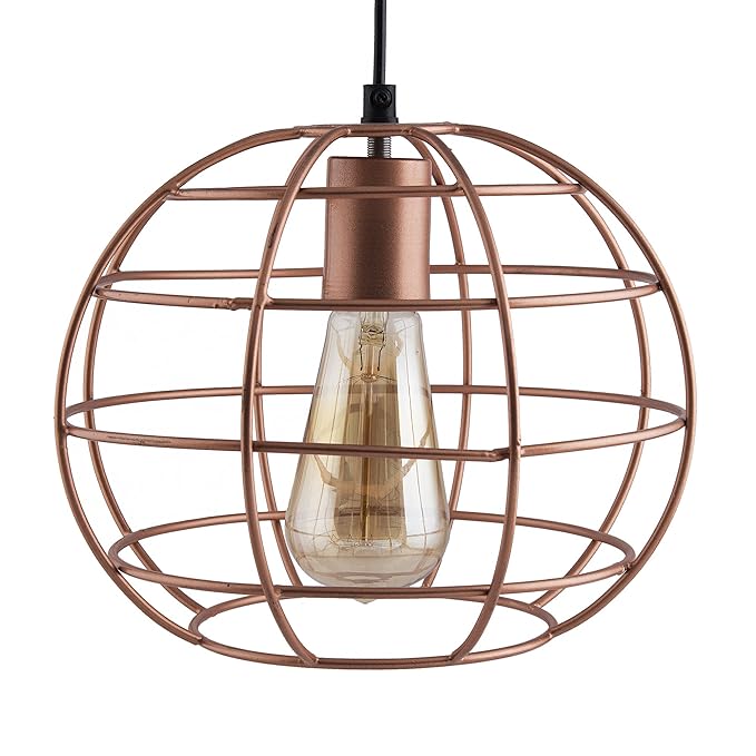 Copper Edison Filament Hanging Classic Sphere, Rose Gold, E27 Hanging Ceiling Light for LED/Filament Bulb, Decorative Urban Retro Lighting