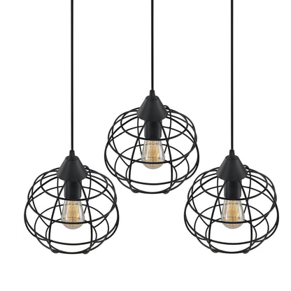 3-Lights Linear Cluster Chandelier Hanging Classic Pendant Light, Kitchen Area and Dining Room Light