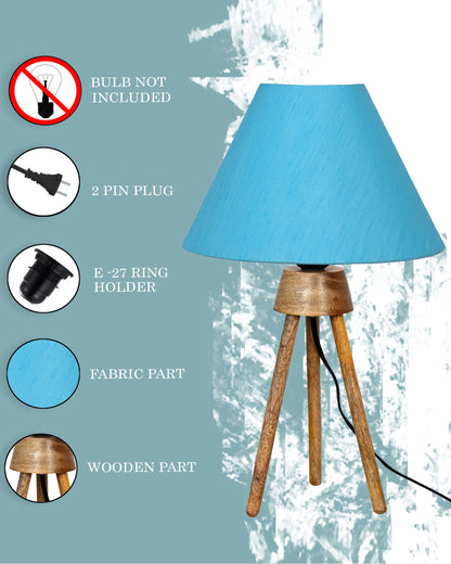 Wood Tripod Small Table Lamps, Rustic Antique Dimmable Bedside Lamp with Linen Lampshade, Nightstand Lamp for Nursery, Bedroom, Kid Room, Living Room,