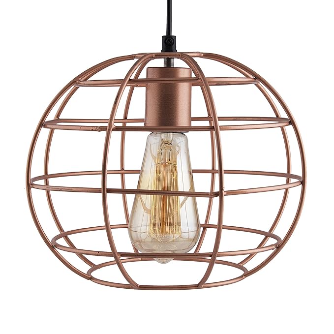 Copper Edison Filament Hanging Classic Sphere, Rose Gold, E27 Hanging Ceiling Light for LED/Filament Bulb, Decorative Urban Retro Lighting