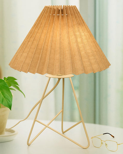 Retro Down to the Wire Metal Table Lamp with Fabric Shade, Bedside Lamp Gift Housewarming Home Living Room, Pleated shade