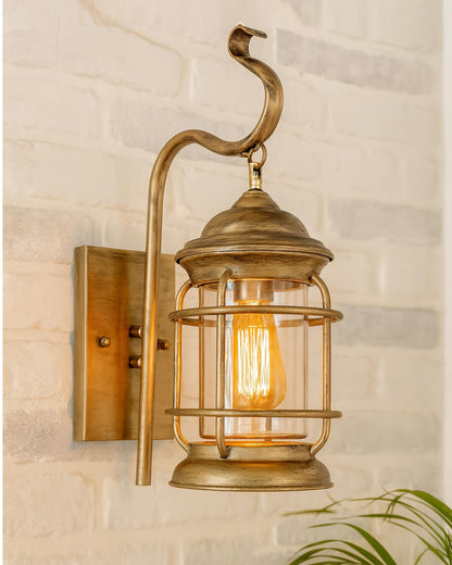 Rustic Wall Light Fixtures, Oil Rubbed Bronze Finish Indoor Vintage Wall Sconce Industrial Lamp Fixture Glass Shade Farmhouse Metal Sconces for Bedroom Living Room Cafe, Wall Cage Cylinder
