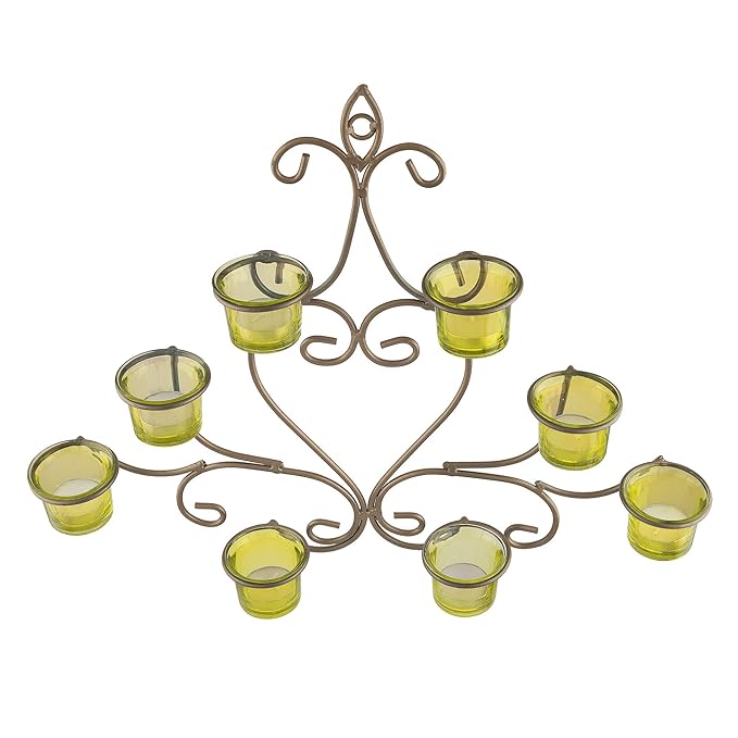 8-Votive Chic Golden Iron Wall Sconce Candle Holder, Candle Tealight Holder,Wall art
