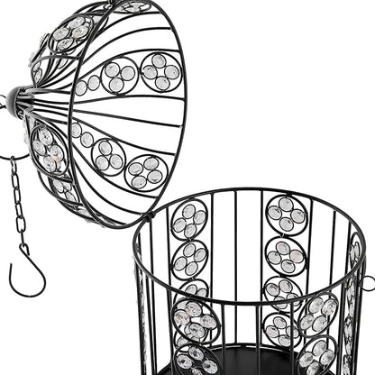 Black Bird Cage Crystal Effect Decorative Table Stand, Hanging stand balcony living room office