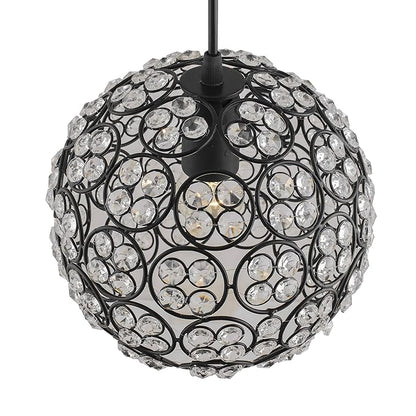 Matt Black Quad Crystal Hanging Globe Light, Ceiling Light, Nordic E27 Pendant, Large