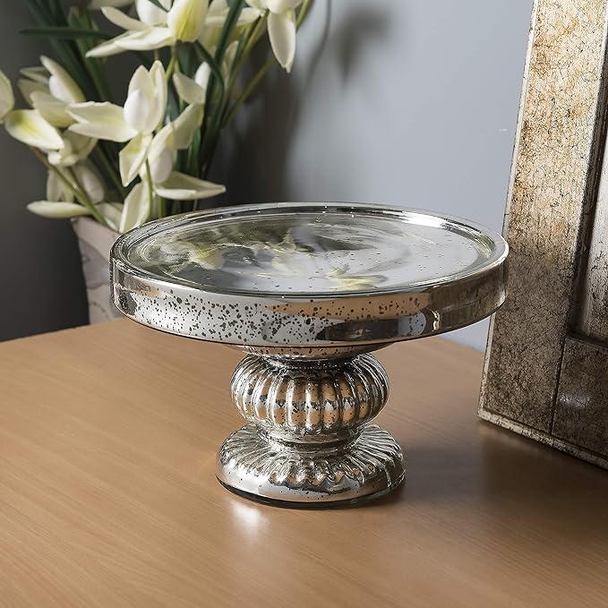Antique Silver Glass Cake Stand With glass dome, dessert/cupcake display stand, 25 cm