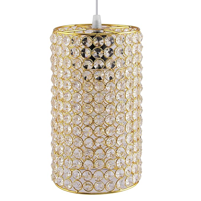 3-Lights Round Golden Cluster Chandelier Crystal Golden Barrel Hanging Light, E27 Holder, Decorative, URBAN Retro, Nordic Style, LED/Filament Bulb