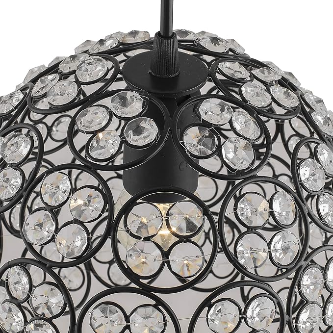 Matt Black Quad Crystal Hanging Globe Light, Ceiling Light, Nordic E27 Pendant, Large