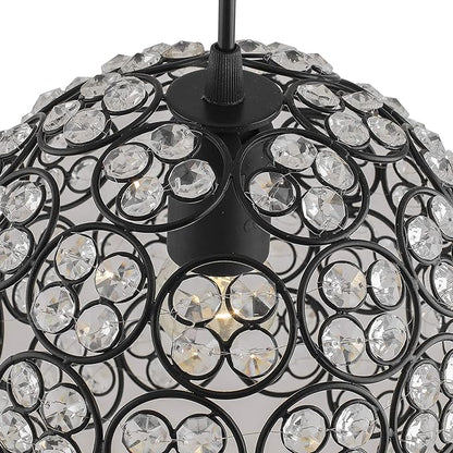 Matt Black Quad Crystal Hanging Globe Light, Ceiling Light, Nordic E27 Pendant, Large