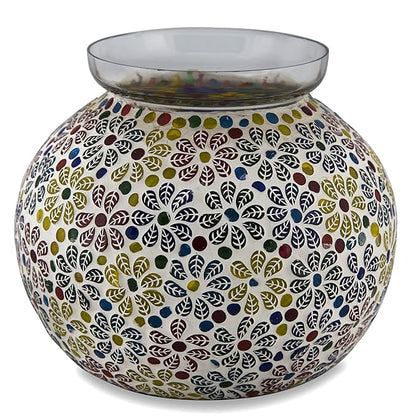 Persian Mosaic Leafy Glass Table Lamp, Desk Bedside Lamp Multicolor Light
