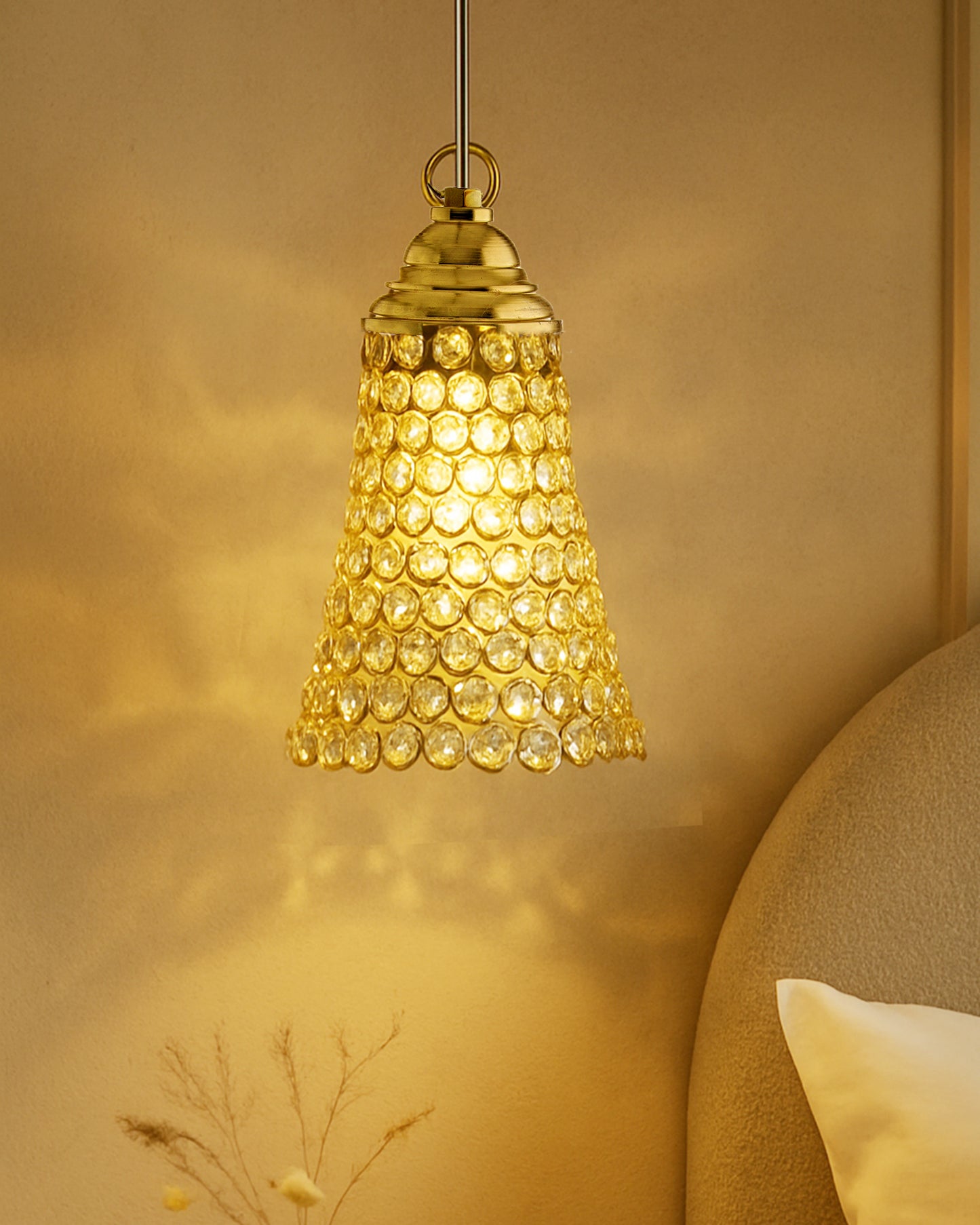 Homesake® Crystal Hanging Pendant Inverted Cone, Hanging Lamp Fixtures, Restaurant Lights, Hanging Lights for Ceiling, Decorative Lights for Home, Ceiling Lights for Living Room