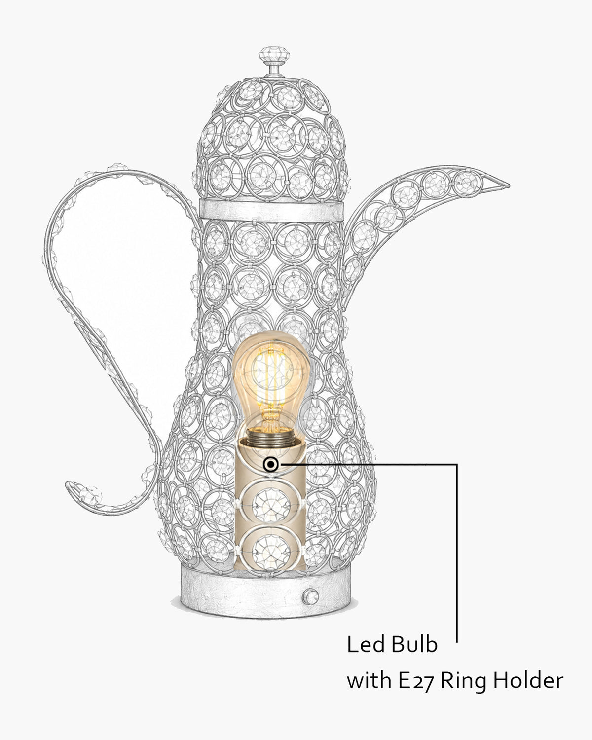 Vintage Crystal Surahi Table Lamp